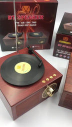 Classic Vinyl-Inspired Bluetooth Speaker With Radio
