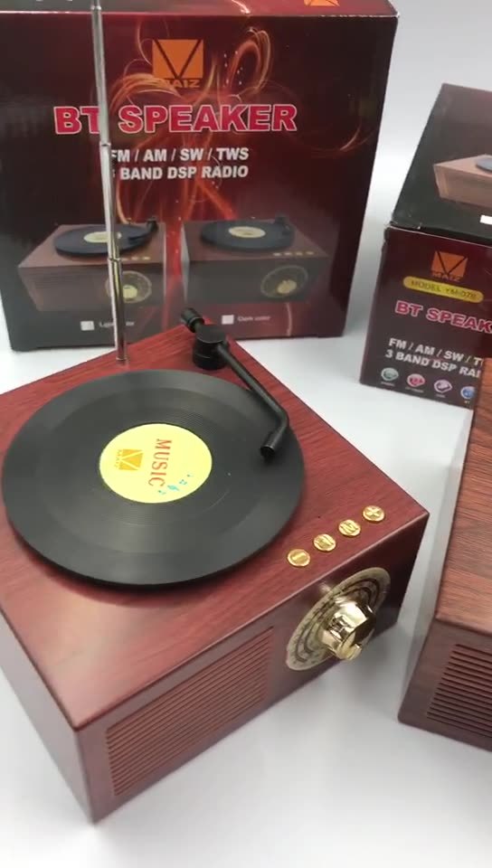 Classic Vinyl-Inspired Bluetooth Speaker With Radio