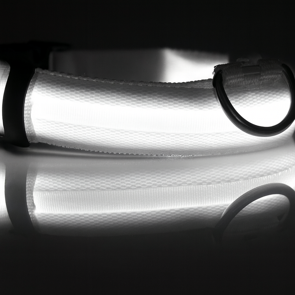 Nylon White LED Light Pet Safety Collar