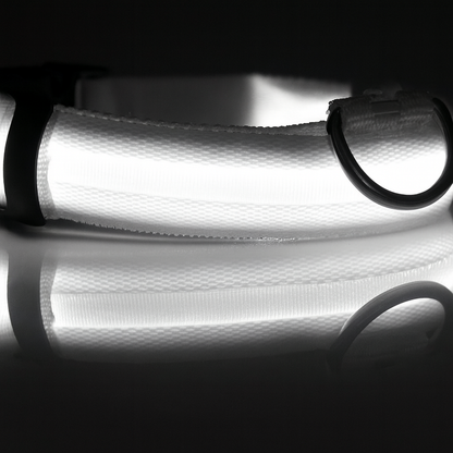 Nylon White LED Light Pet Safety Collar