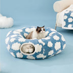 Cloud Pattern Plush Tunnel Bed for Cats