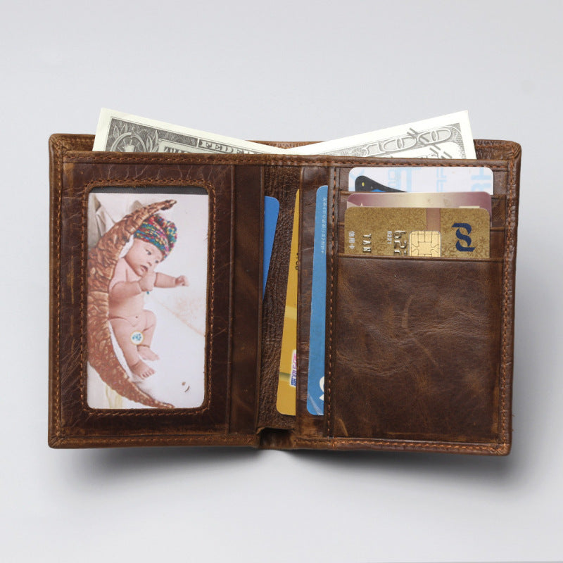 Oil Tan Leather Crocodile Wallet
