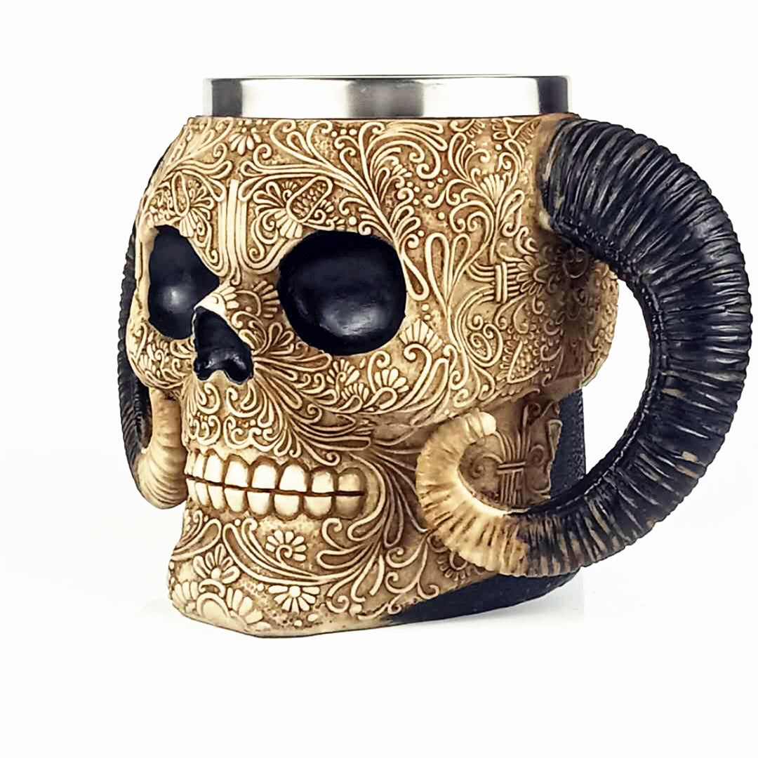 Horned Ram Skull Mug