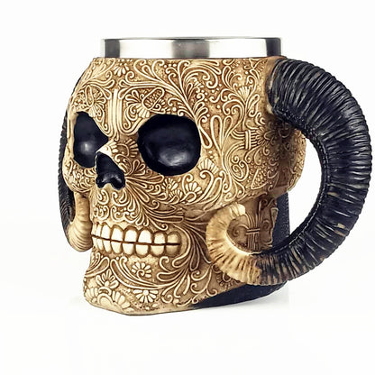 Horned Shofar Skull Mug