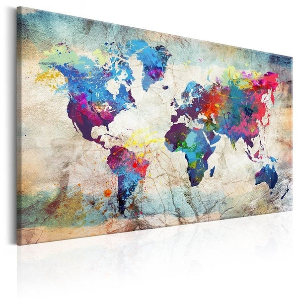 Color Splash World Map Wall Art