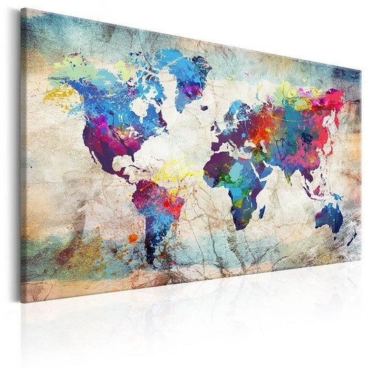 Color Splash World Map Wall Art