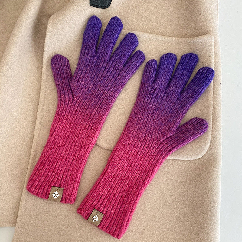 Winter Warm Gradient Color Gloves
