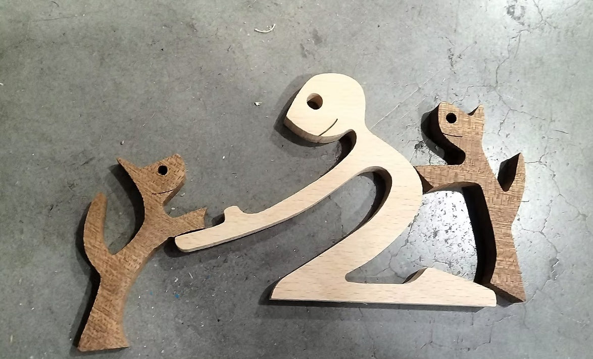 Minimalist Wooden Bond Sculpture Figurines