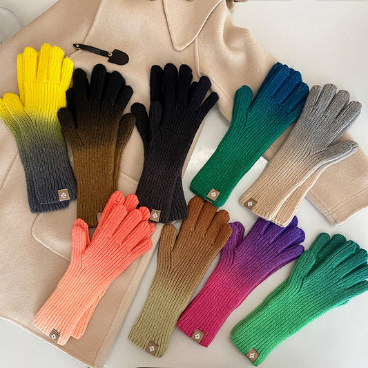 Winter Warm Gradient Color Gloves