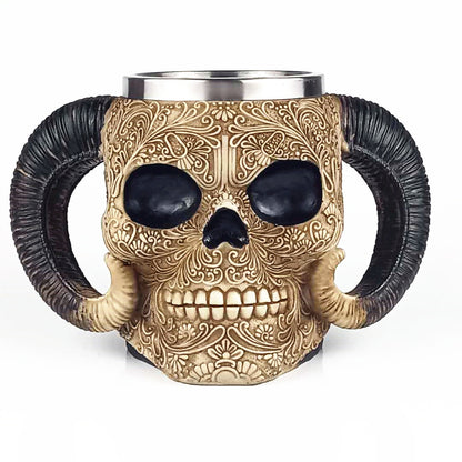 Horned Shofar Skull Mug