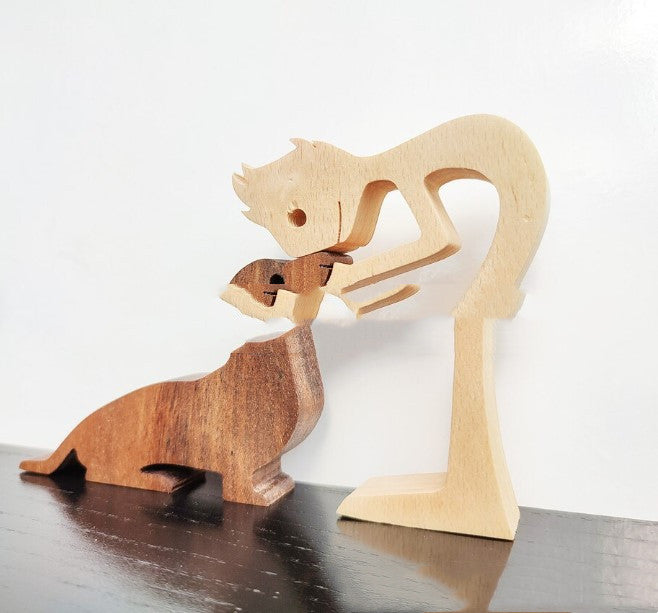 Minimalist Wooden Bond Sculpture Figurines