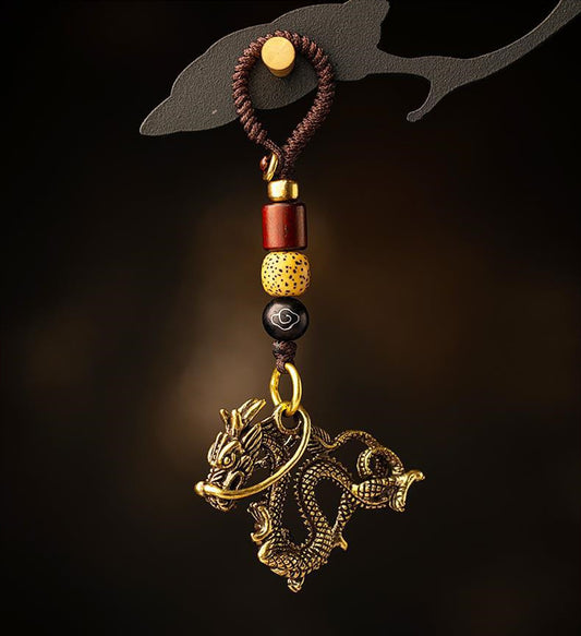 Handmade Vintage Brass Dragon Keychain