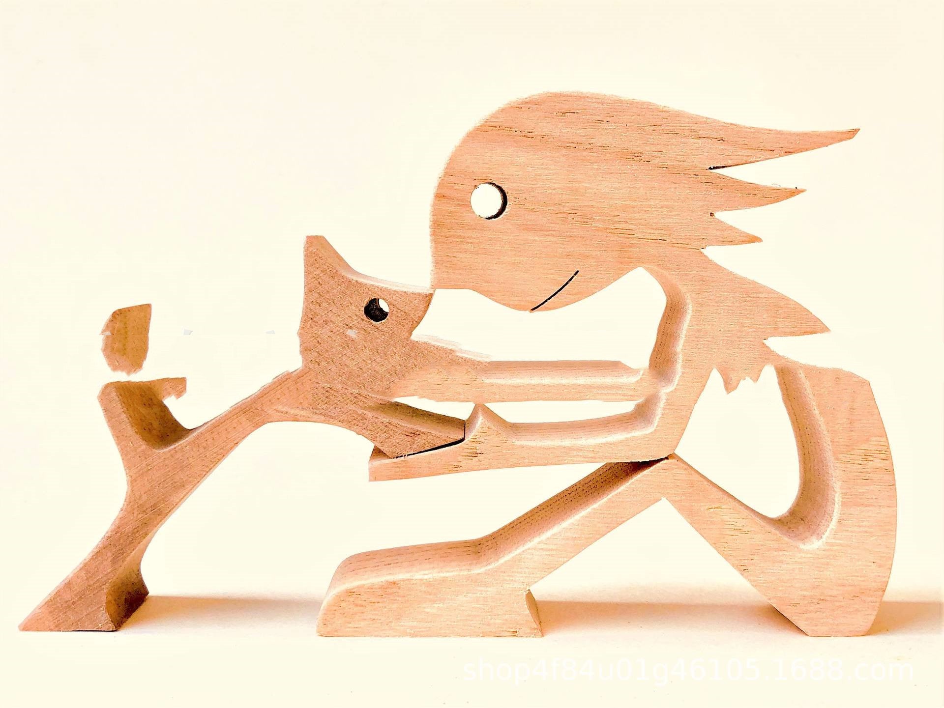 Minimalist Wooden Bond Sculpture Figurines