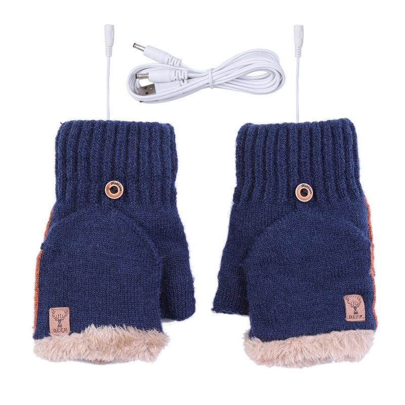 Rechargeable Heated Half Finger Flip Gloves