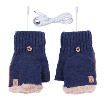 Rechargeable Heated Half Finger Flip Gloves