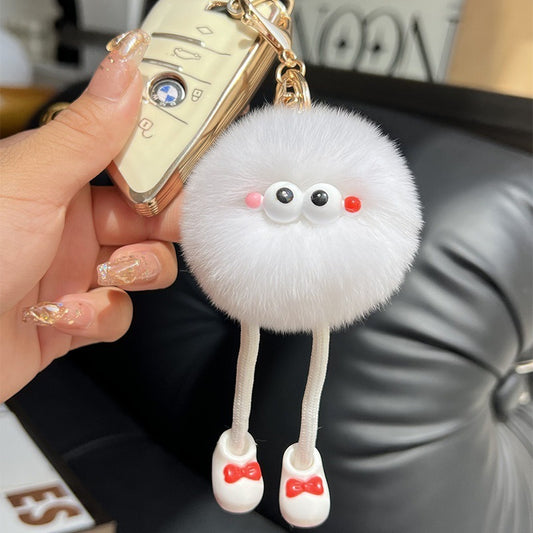 Handmade Fluffy Wool Pom Key Ring