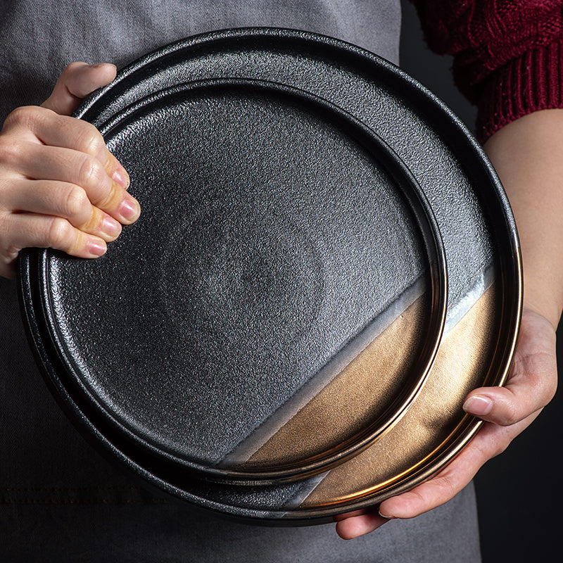 Artisan Black & Gold Serving Plate