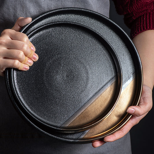 Artisan Black & Gold Serving Plate