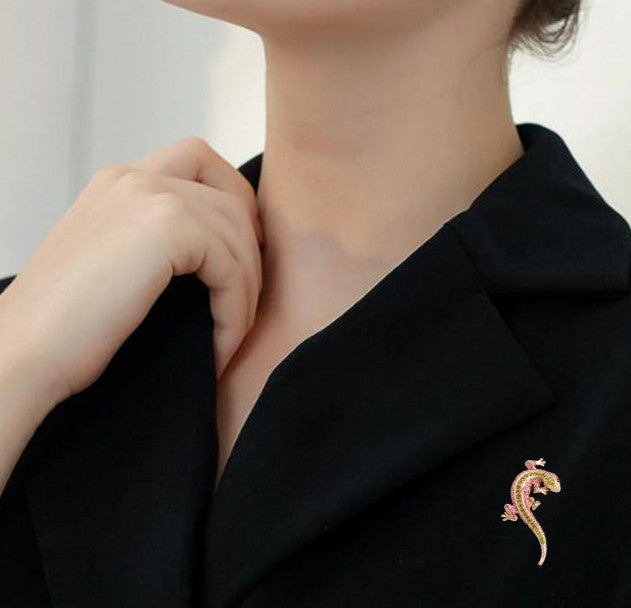 Jeweled Lizard Brooch
