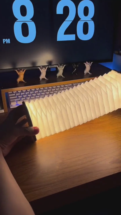 Accordion Folding LED Lamp – Wooden Design