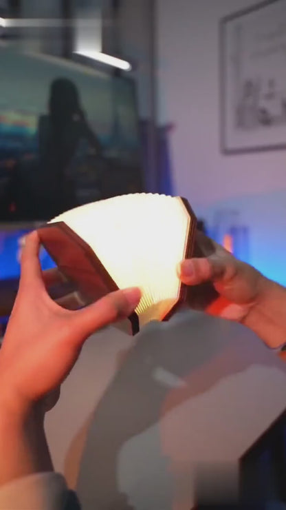 Accordion Folding LED Lamp – Wooden Design